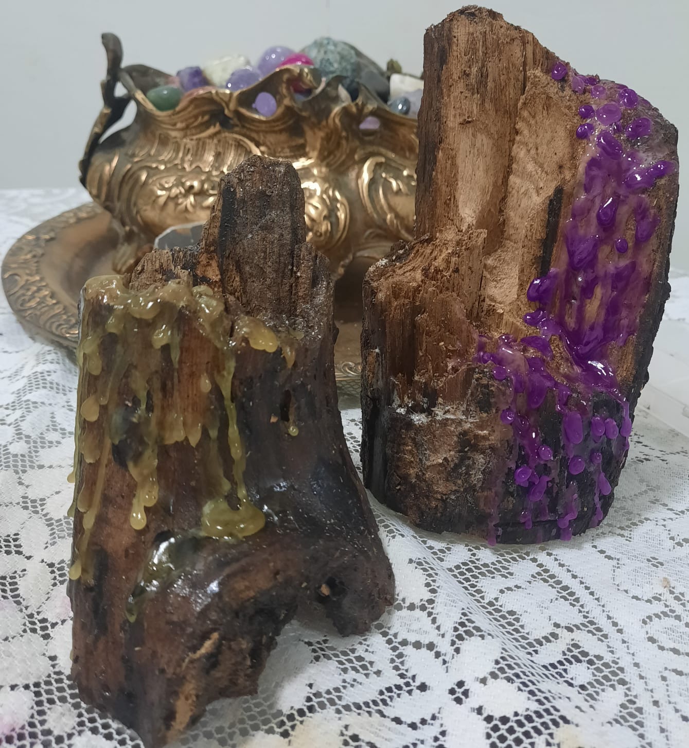 Porta Velas em Tronco Natural - Imagem 3