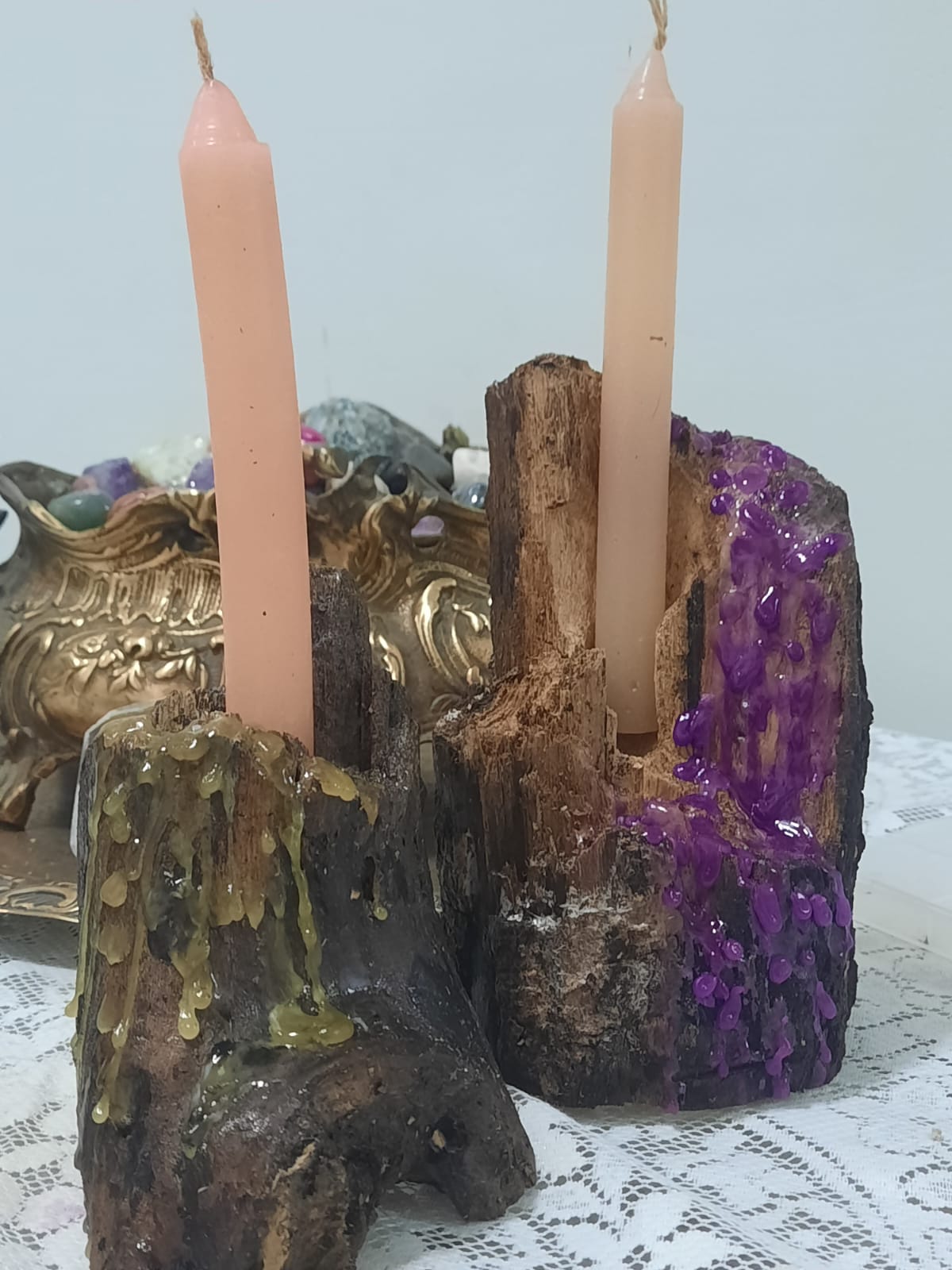 Porta Velas em Tronco Natural - Imagem 2